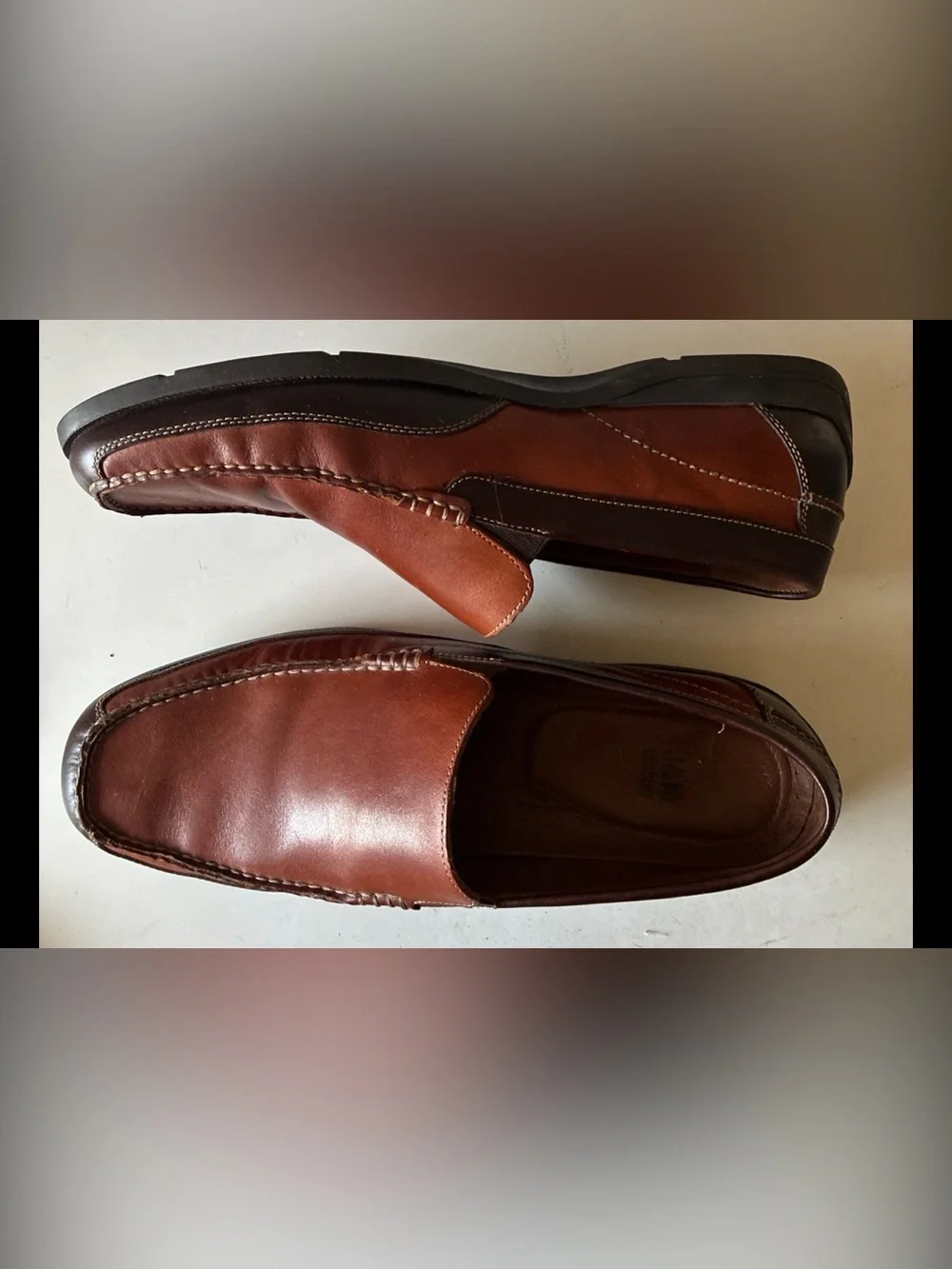 Johnston & Murphy Shearling Sheepskin Men’s Brown Leather Loafer Slip On Sz 13M